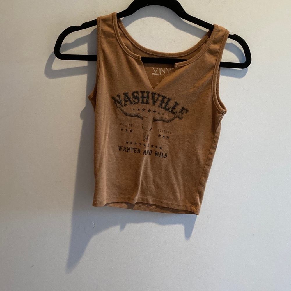 Chestnut Brown Nashville Graphic Crop Tank